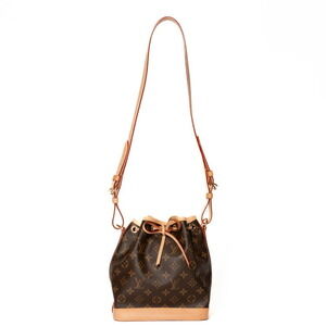 Louis Vuitton Noe Brown Drawstring Bag Shoulder Beige Monogram Tan